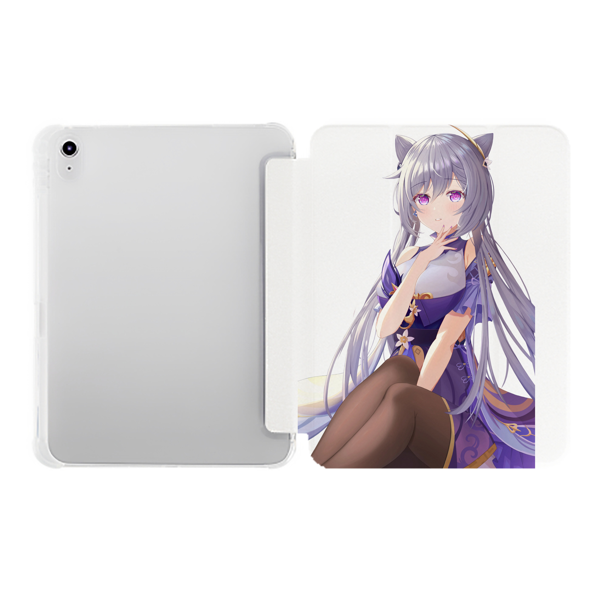 げんし神 刻晴 こくせい genshin Kokusei IPad ケース ペン収納付き 三つ折りスタンド PUレザー×シリコン 対応機種9.5/10.5/10.9インチ
